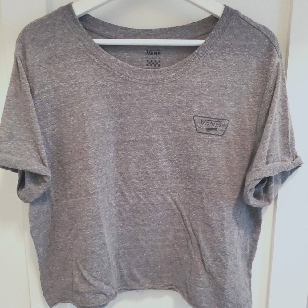 VANS Women's Cropped Boxy Heathered Gray T-shirt - Picture 1 of 5